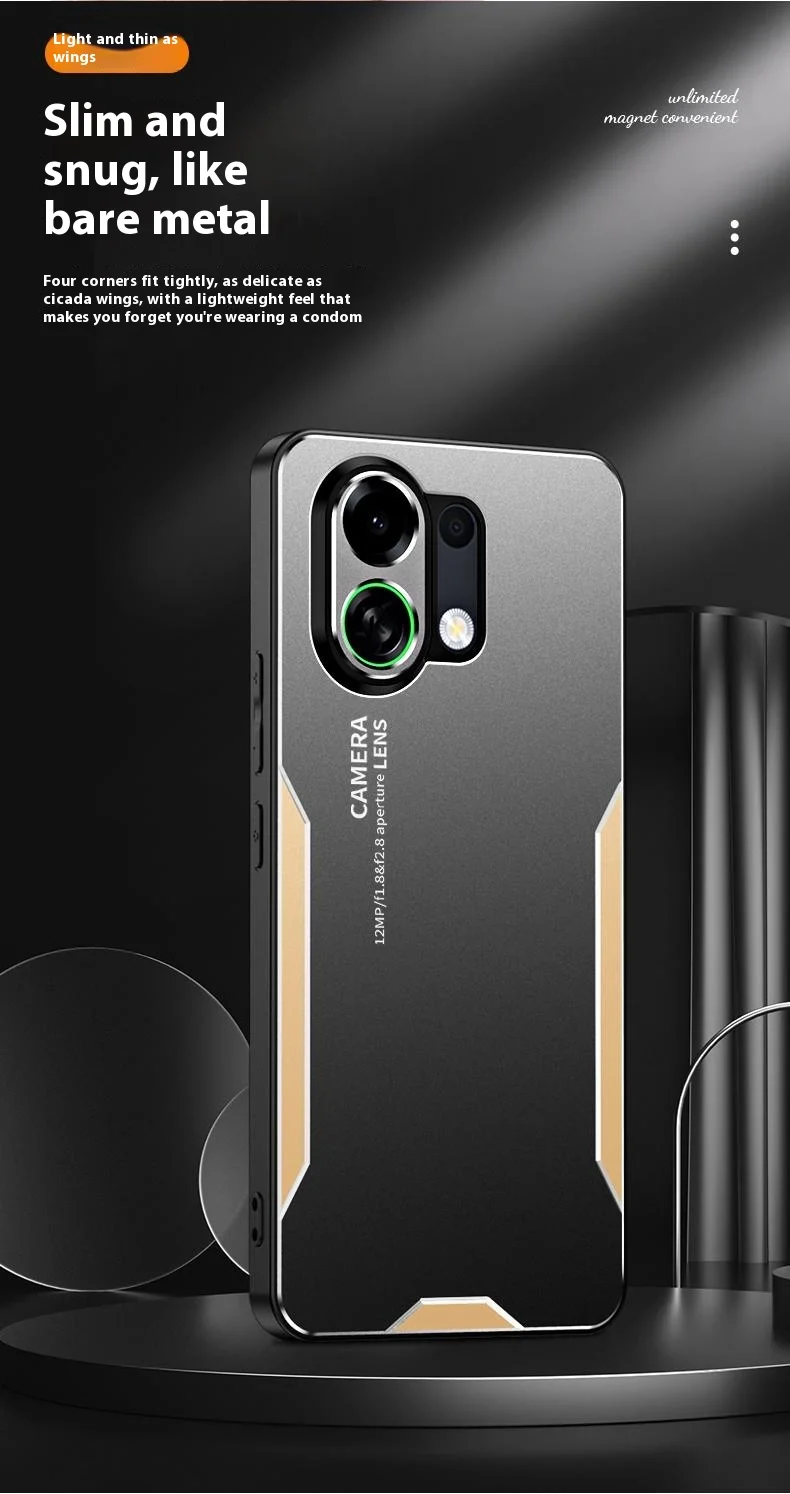 For Oppo K13 Turbo Pro 5G Phone Case Aluminium Alloy TPU PC Back Cover - Gold-Cellmalls