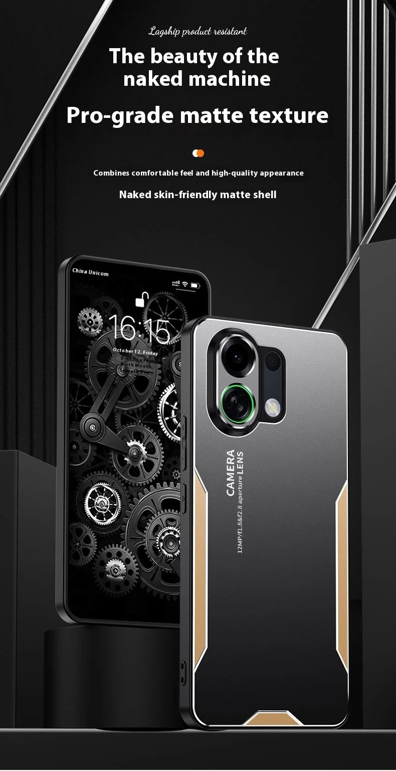 For Oppo K13 Turbo Pro 5G Phone Case Aluminium Alloy TPU PC Back Cover - Gold-Cellmalls