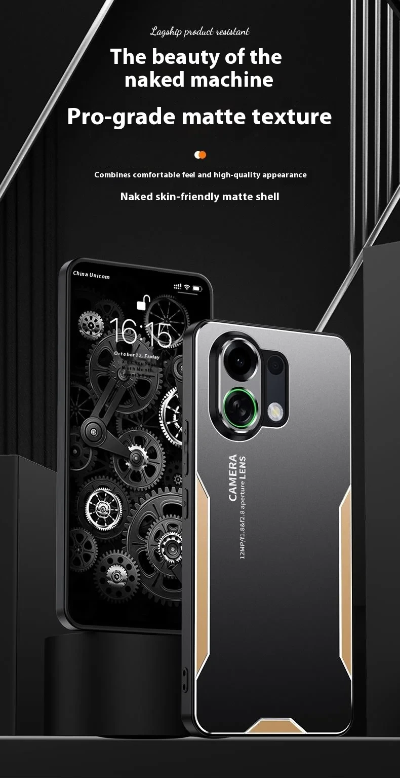 For Oppo K13 Turbo Pro 5G Phone Case Aluminium Alloy TPU PC Back Cover - Gold-Cellmalls