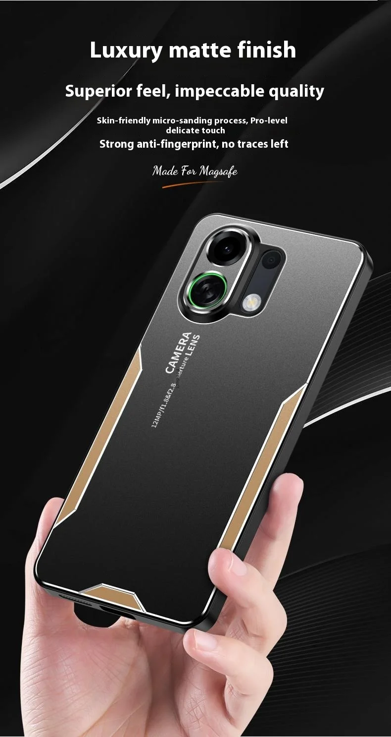 For Oppo K13 Turbo Pro 5G Phone Case Aluminium Alloy TPU PC Back Cover - Gold-Cellmalls