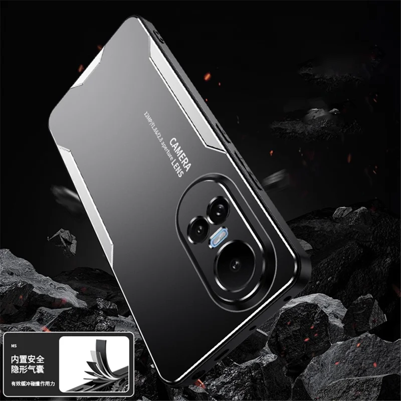 For Oppo Reno10 5G (Global) Phone Case Aluminium Alloy Back TPU Frame Protective Cover - Silver-Cellmalls