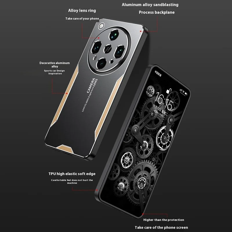 For Oppo Find X8 Ultra 5G Phone Case Aluminium Alloy TPU PC Back Cover - Gold-Cellmalls