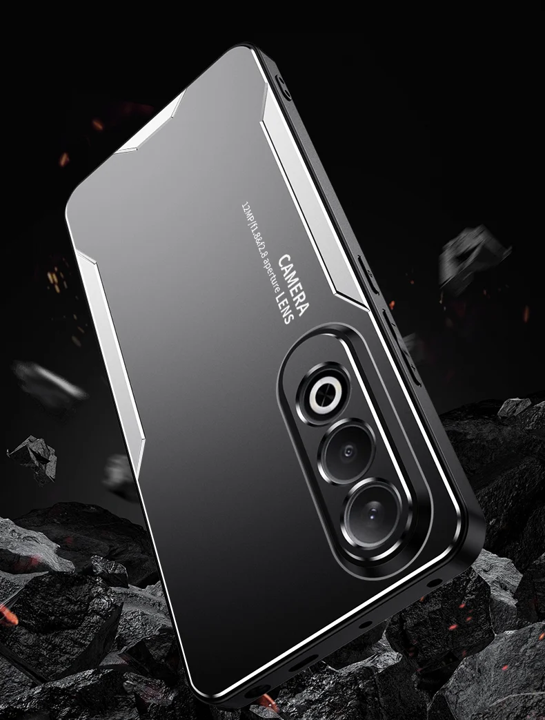 For Oppo K12 Case Anti-Drop Aluminum Alloy+PC+TPU Mobile Phone Cover - Silver-Cellmalls