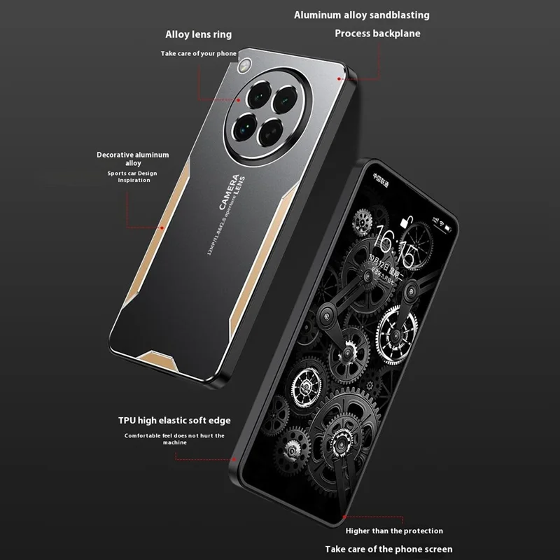 For Oppo Find X8s 5G Phone Case Aluminium Alloy TPU PC Back Cover - Gold-Cellmalls