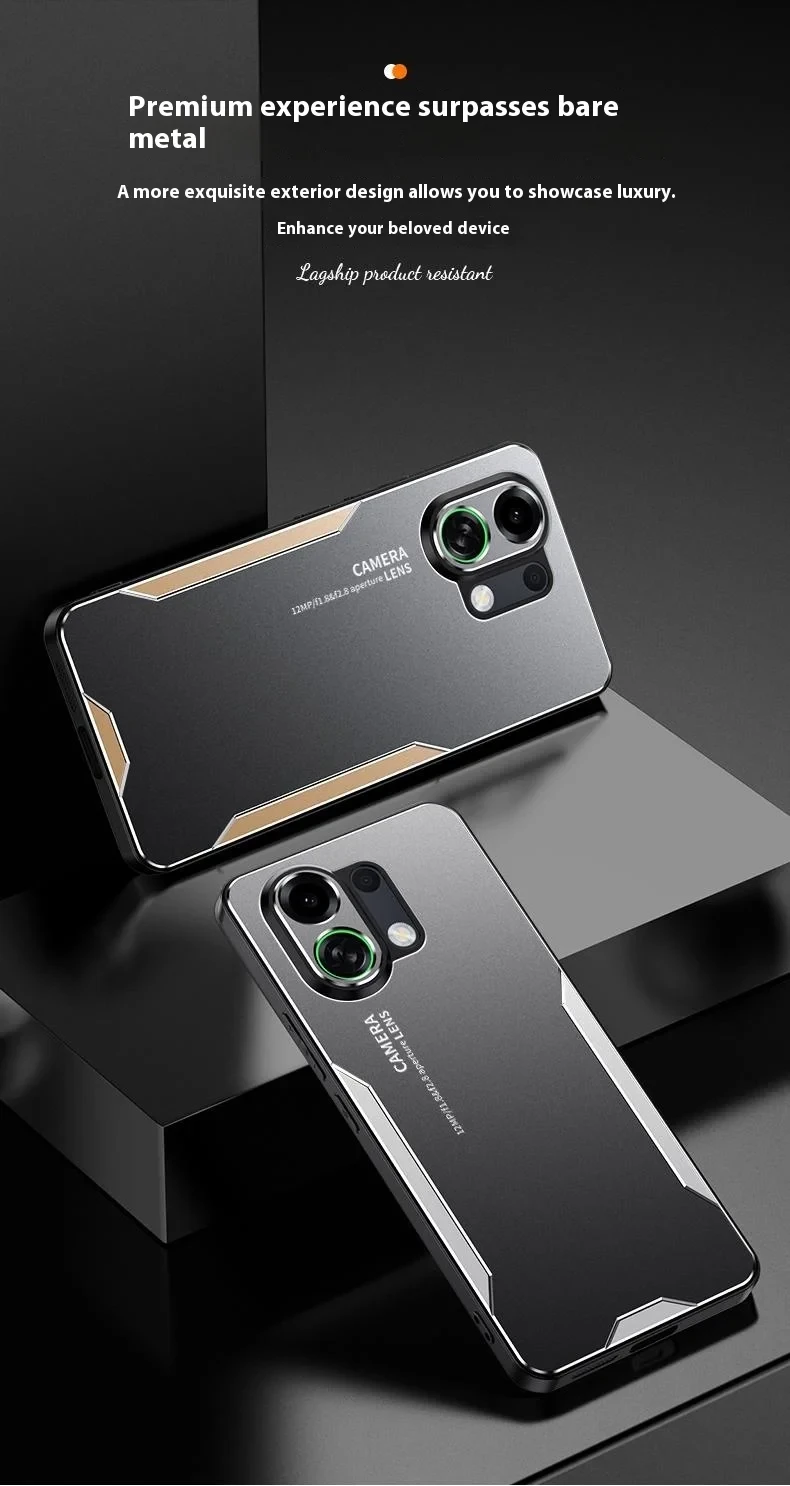 For Oppo K13 Turbo Pro 5G Phone Case Aluminium Alloy TPU PC Back Cover - Gold-Cellmalls