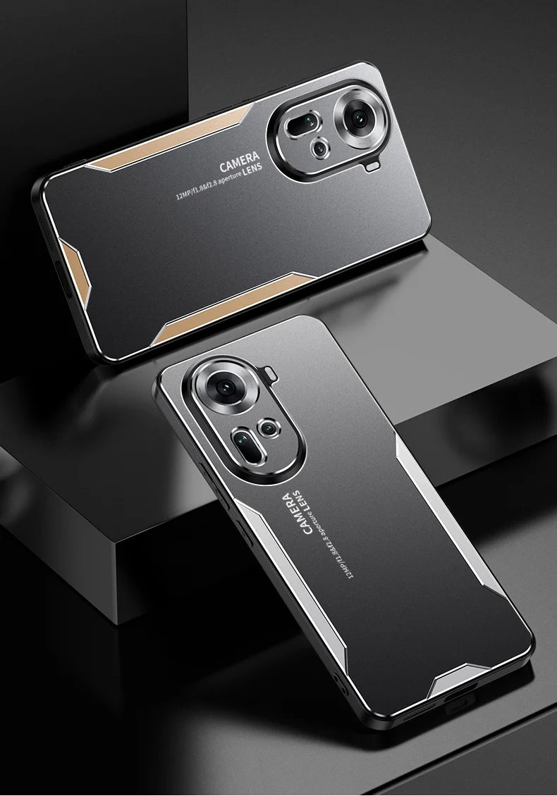 For Oppo Reno11 5G (Global) Case Aluminum Alloy+TPU+PC Hybrid Phone Cover - Gold-Cellmalls