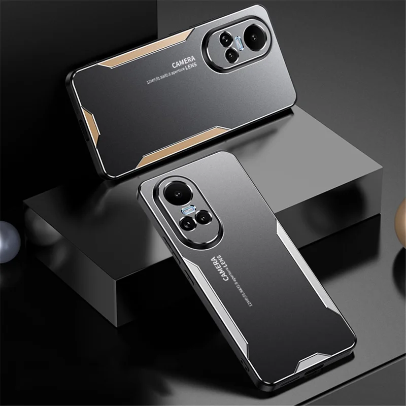 For Oppo Reno10 5G (Global) Phone Case Aluminium Alloy Back TPU Frame Protective Cover - Silver-Cellmalls