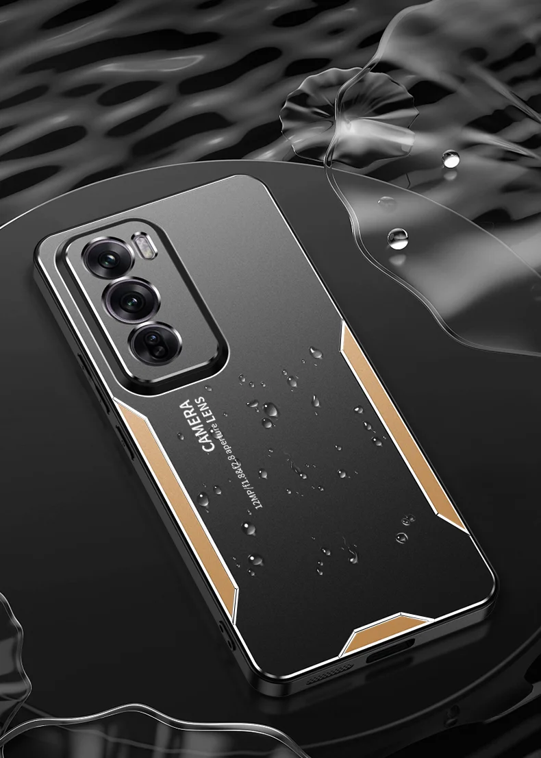 For Oppo Reno12 Pro 5G (Global) Case Aluminium Alloy Back Protective Phone Cover - Gold-Cellmalls