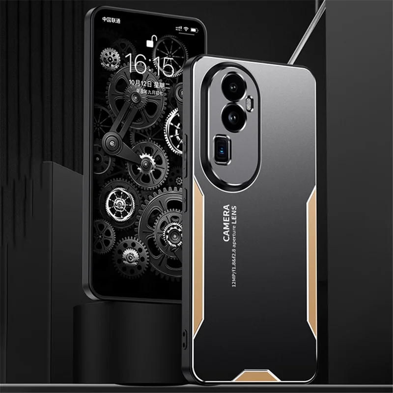 For Oppo Reno10 Pro+ 5G Phone Case Precise Cut-outs Aluminium Alloy Matte Back Cover - Gold-Cellmalls