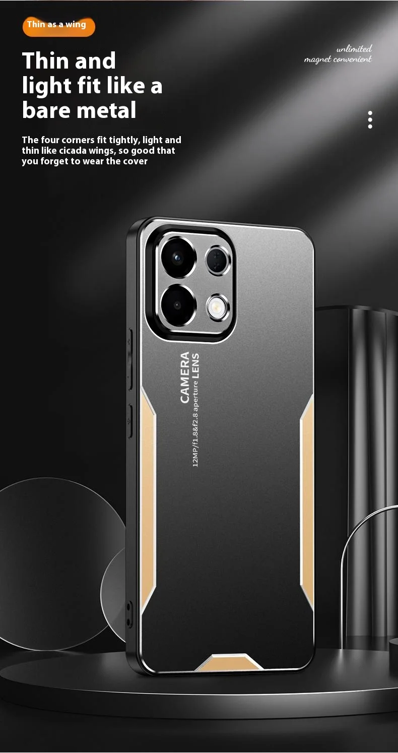 For Oppo K13 5G (Oppo K12s) Phone Case Aluminium Alloy TPU PC Back Cover - Gold-Cellmalls