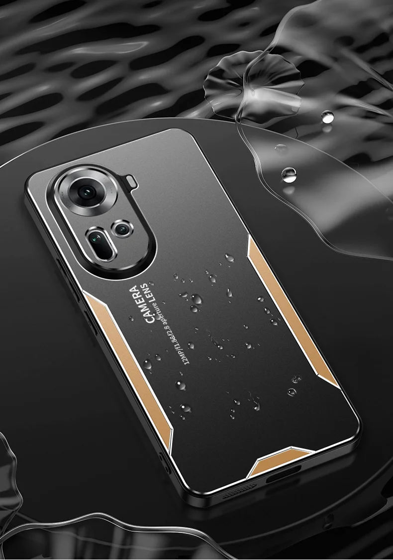 For Oppo Reno11 5G (Global) Case Aluminum Alloy+TPU+PC Hybrid Phone Cover - Gold-Cellmalls