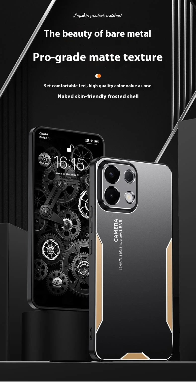 For Oppo K13 5G (Oppo K12s) Phone Case Aluminium Alloy TPU PC Back Cover - Gold-Cellmalls