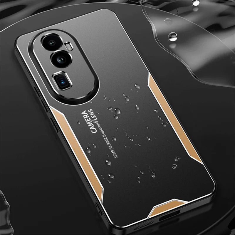 For Oppo Reno10 Pro+ 5G Phone Case Precise Cut-outs Aluminium Alloy Matte Back Cover - Gold-Cellmalls