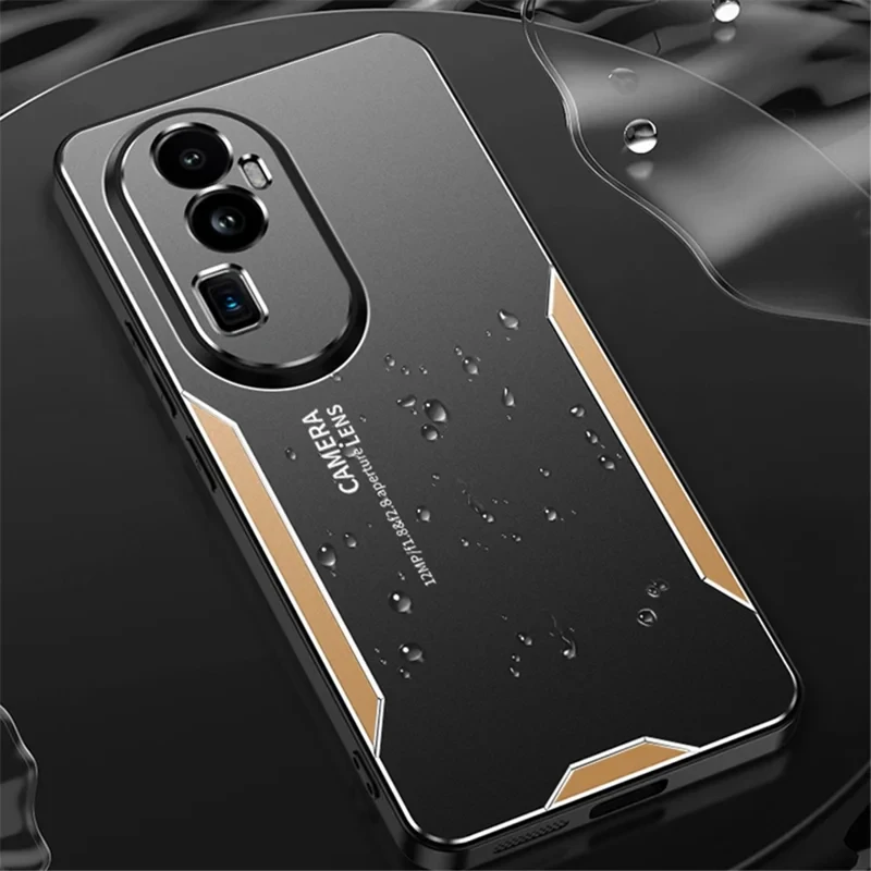 For Oppo Reno10 Pro+ 5G Phone Case Precise Cut-outs Aluminium Alloy Matte Back Cover - Gold-Cellmalls