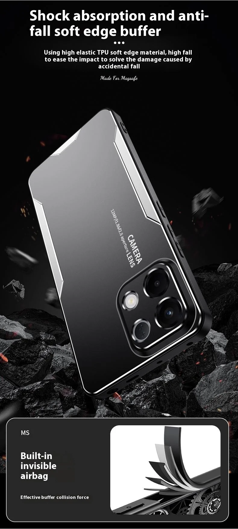 For Oppo K13 5G (Oppo K12s) Phone Case Aluminium Alloy TPU PC Back Cover - Gold-Cellmalls