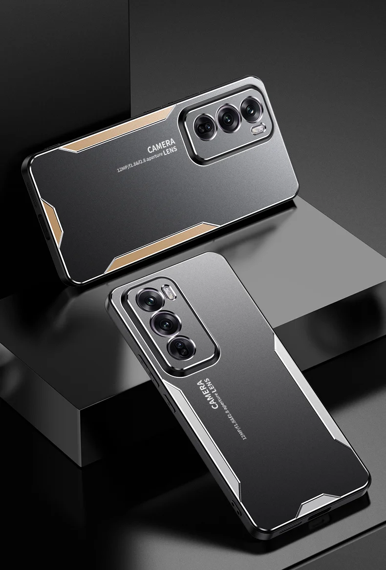 For Oppo Reno12 Pro 5G (Global) Case Aluminium Alloy Back Protective Phone Cover - Gold-Cellmalls