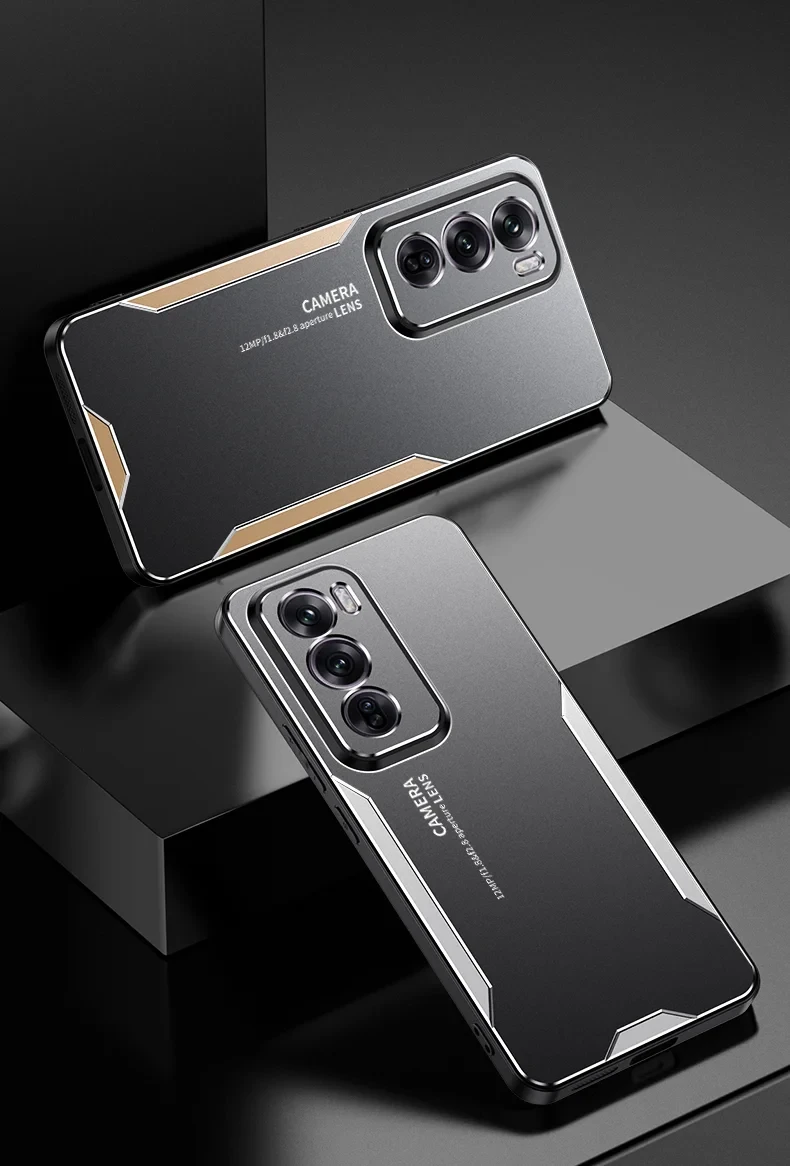 For Oppo Reno12 Pro 5G (Global) Case Aluminium Alloy Back Protective Phone Cover - Gold-Cellmalls