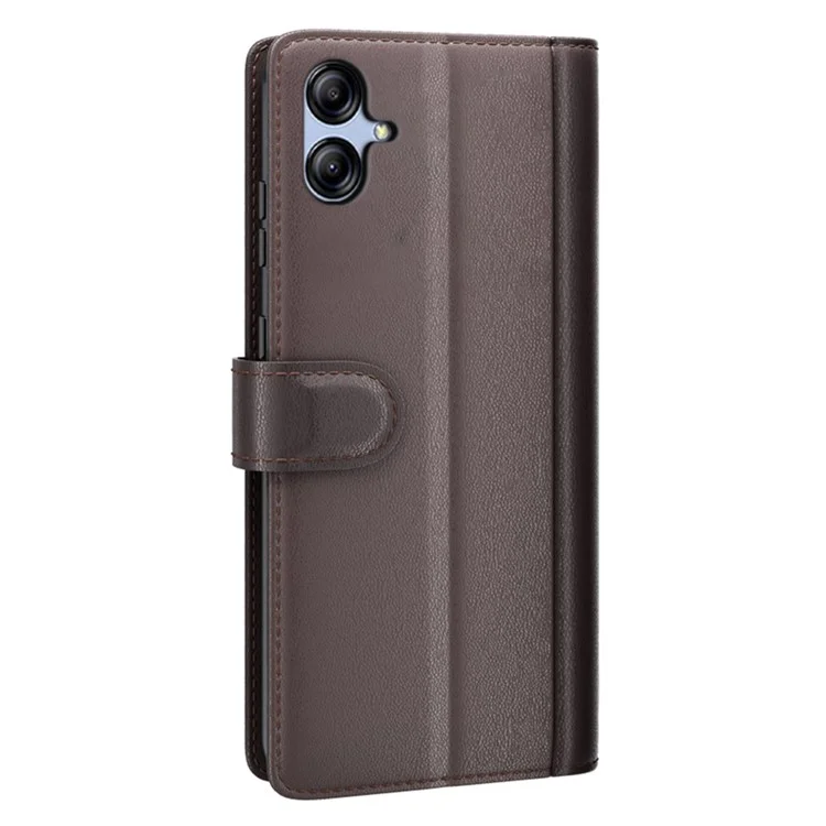For Samsung Galaxy A04e 4G / F04 4G / M04 4G Case Genuine Split Leather Phone Cover with Wallet Stand - Brown-Cellmalls