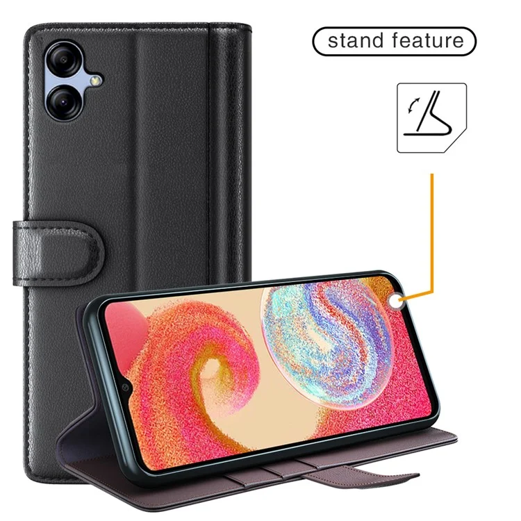 For Samsung Galaxy A04e 4G / F04 4G / M04 4G Case Genuine Split Leather Phone Cover with Wallet Stand - Brown-Cellmalls