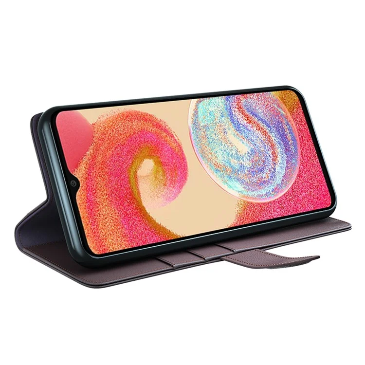 For Samsung Galaxy A04e 4G / F04 4G / M04 4G Case Genuine Split Leather Phone Cover with Wallet Stand - Brown-Cellmalls