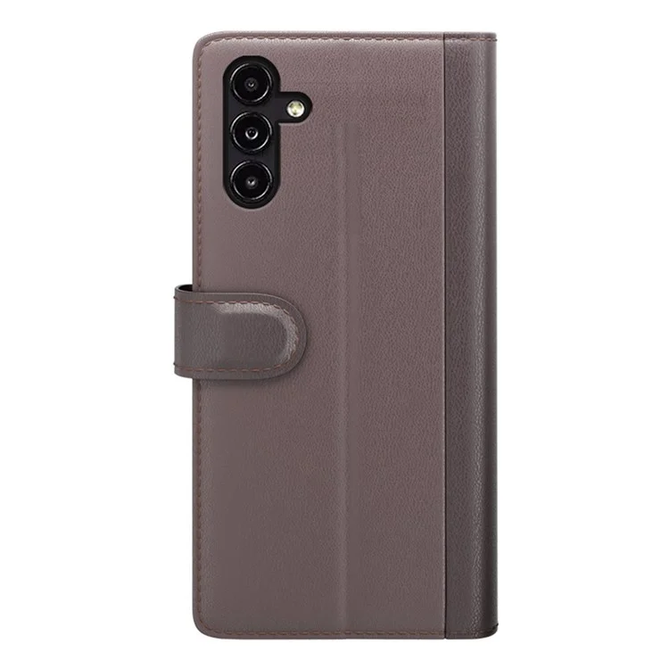 For Samsung Galaxy A14 5G / 4G Case Genuine Split Leather Phone Cover with Wallet Stand - Brown-Cellmalls