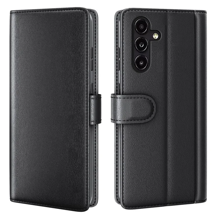 For Samsung Galaxy A14 5G / 4G Case Genuine Split Leather Phone Cover with Wallet Stand - Brown-Cellmalls