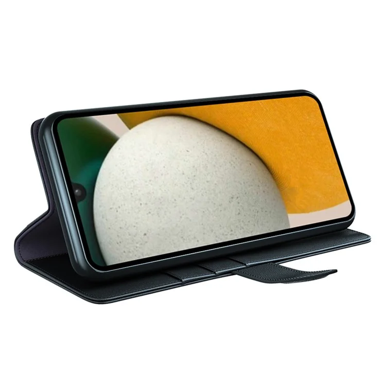 For Samsung Galaxy A15 5G Case Genuine Split Leather Phone Cover with Wallet Stand - Black-Cellmalls