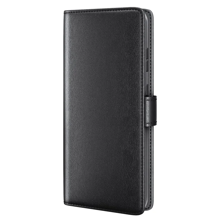 For Samsung Galaxy A15 5G Case Genuine Split Leather Phone Cover with Wallet Stand - Black-Cellmalls