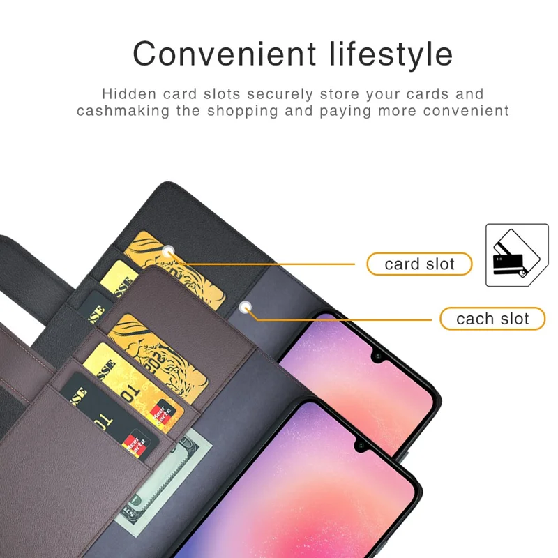 For Samsung Galaxy A16 5G / A16 4G Case Genuine Split Leather Phone Cover with Wallet Stand - Brown-Cellmalls