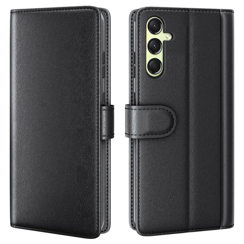 For Samsung Galaxy A16 5G / A16 4G Case Genuine Split Leather Phone Cover with Wallet Stand - Brown-Cellmalls