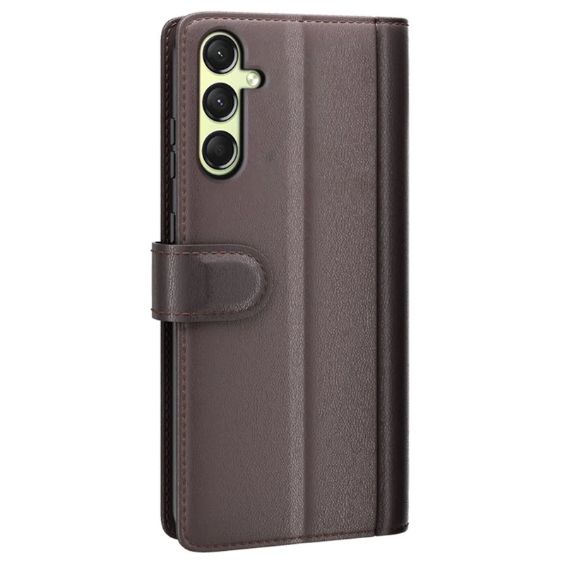 For Samsung Galaxy A16 5G / A16 4G Case Genuine Split Leather Phone Cover with Wallet Stand - Brown-Cellmalls