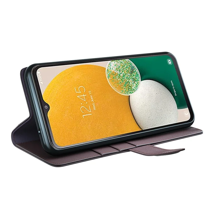 For Samsung Galaxy A14 5G / 4G Case Genuine Split Leather Phone Cover with Wallet Stand - Brown-Cellmalls