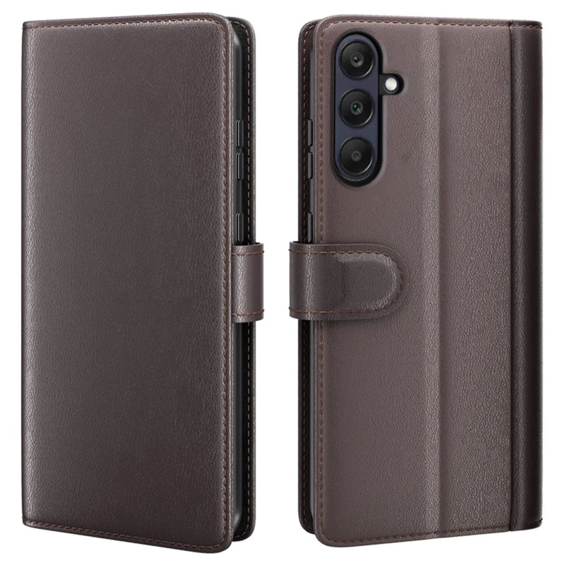For Samsung Galaxy A26 5G Case Genuine Split Leather Phone Cover with Wallet Stand - Black-Cellmalls