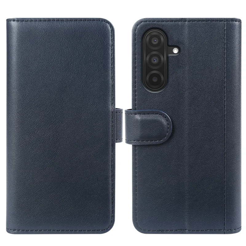 For Samsung Galaxy A26 5G Case Genuine Split Leather Phone Cover with Wallet Stand - Black-Cellmalls