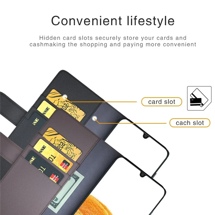 For Samsung Galaxy A33 5G Stand Wallet Phone Case Split Leather Genuine Leather Folio Flip Protective Cover - Black-Cellmalls