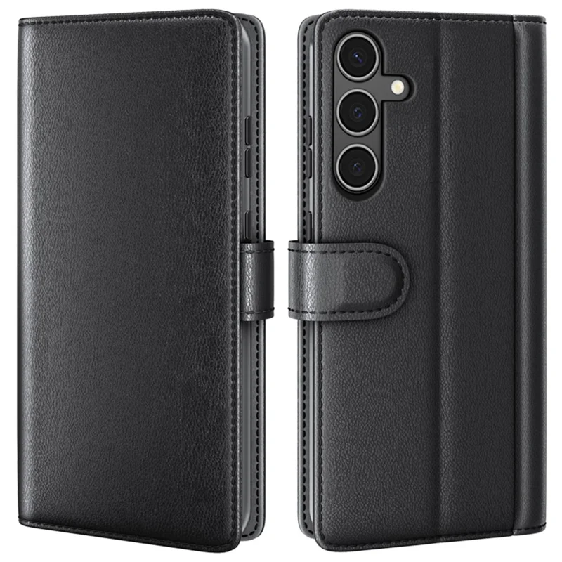 For Samsung Galaxy A34 5G Case Genuine Split Leather Phone Cover with Wallet Stand - Brown-Cellmalls