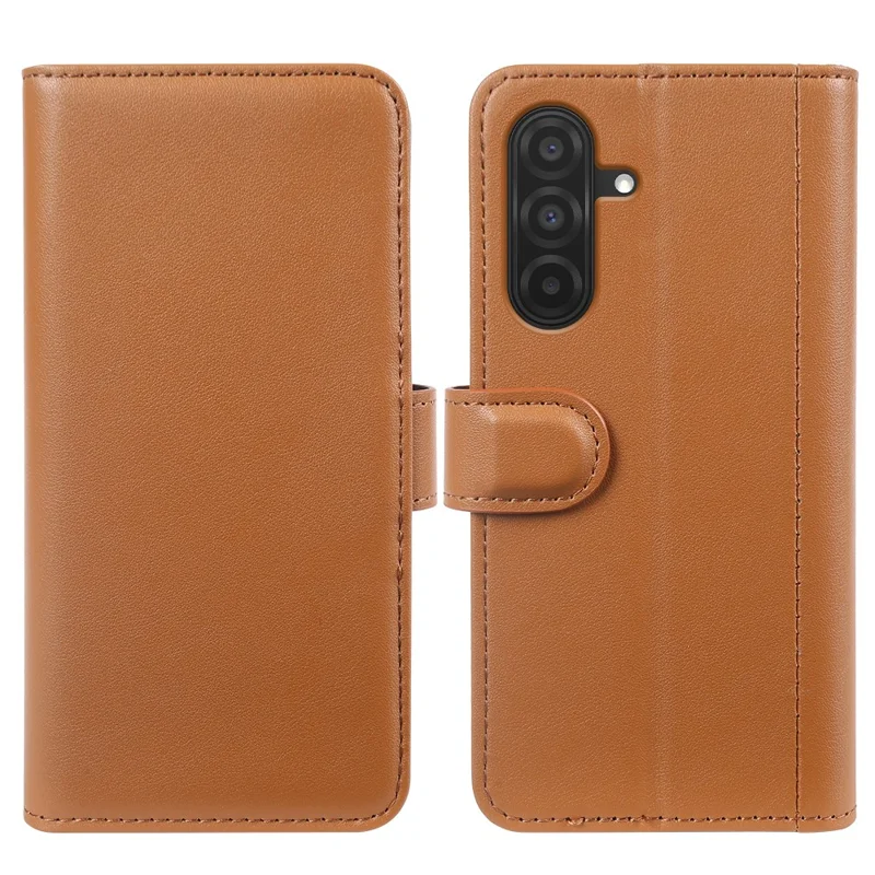 For Samsung Galaxy A26 5G Case Genuine Split Leather Phone Cover with Wallet Stand - Black-Cellmalls