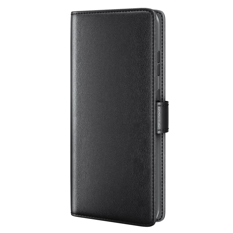 For Samsung Galaxy A35 5G Case Genuine Split Leather Phone Cover with Wallet Stand - Black-Cellmalls
