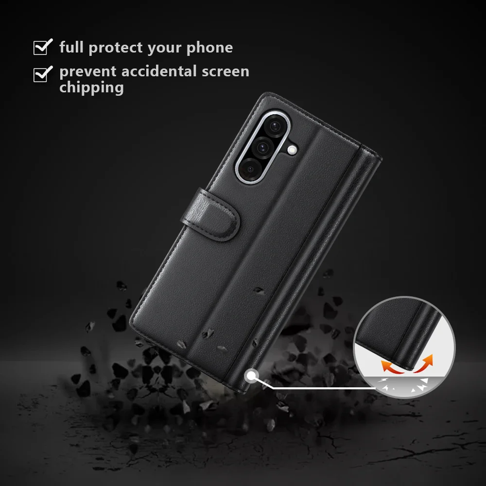 For Samsung Galaxy A36 5G / A56 5G Case Genuine Split Leather Phone Cover with Wallet Stand - Brown-Cellmalls