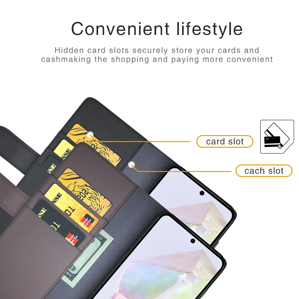 For Samsung Galaxy A36 5G / A56 5G Case Genuine Split Leather Phone Cover with Wallet Stand - Brown-Cellmalls