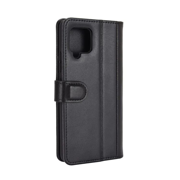 For Samsung Galaxy A42 5G Phone Cases Genuine Split Leather Wallet Mobile Cover Stand - Black-Cellmalls