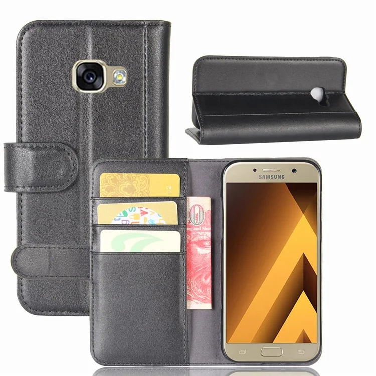 For Samsung Galaxy A5 (2017) SM-A520F Split Leather Wallet Mobile Phone Case with Stand - Black-Cellmalls