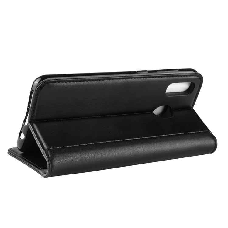For Samsung Galaxy A40 Phone Cases Genuine Split Leather Wallet Mobile Cover Stand - Black-Cellmalls
