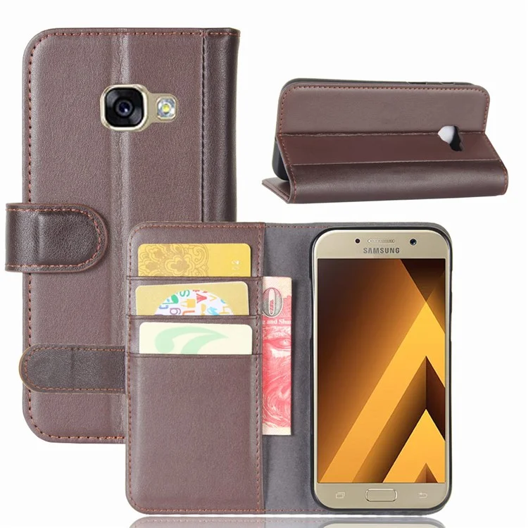 For Samsung Galaxy A5 (2017) SM-A520F Split Leather Wallet Mobile Phone Case with Stand - Black-Cellmalls