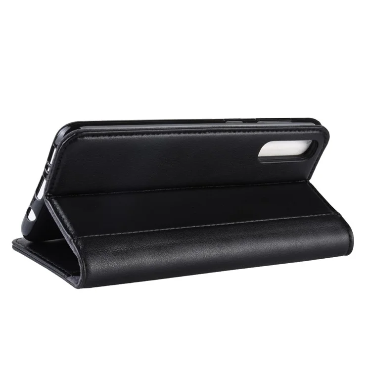 For Samsung Galaxy A50 / A50s / A30s Phone Cases Genuine Split Leather Wallet Mobile Cover Stand - Black-Cellmalls