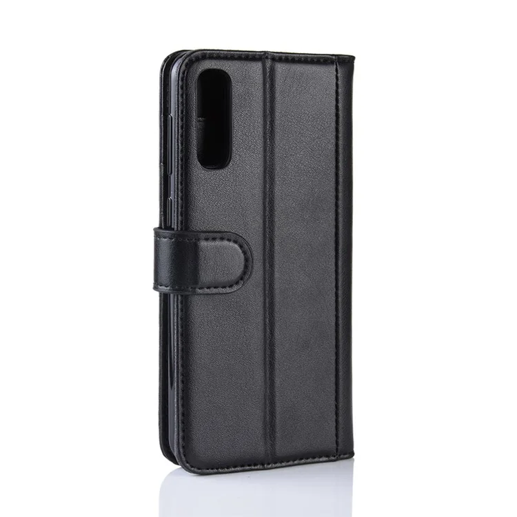 For Samsung Galaxy A50 / A50s / A30s Phone Cases Genuine Split Leather Wallet Mobile Cover Stand - Black-Cellmalls
