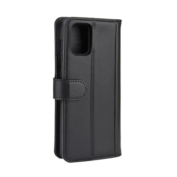 For Samsung Galaxy A51 5G SM-A516 Phone Cases Genuine Split Leather Wallet Mobile Cover Stand - Black-Cellmalls