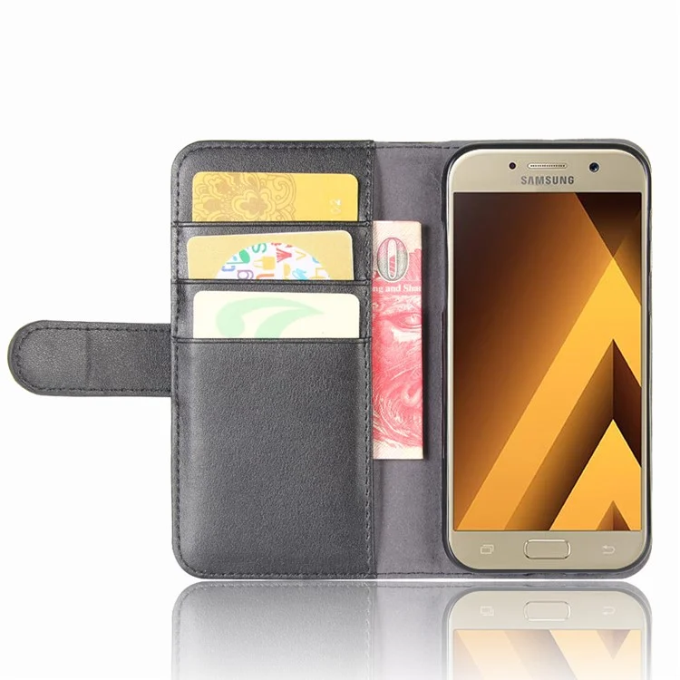 For Samsung Galaxy A5 (2017) SM-A520F Split Leather Wallet Mobile Phone Case with Stand - Black-Cellmalls