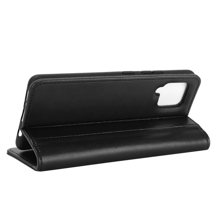 For Samsung Galaxy A42 5G Phone Cases Genuine Split Leather Wallet Mobile Cover Stand - Black-Cellmalls