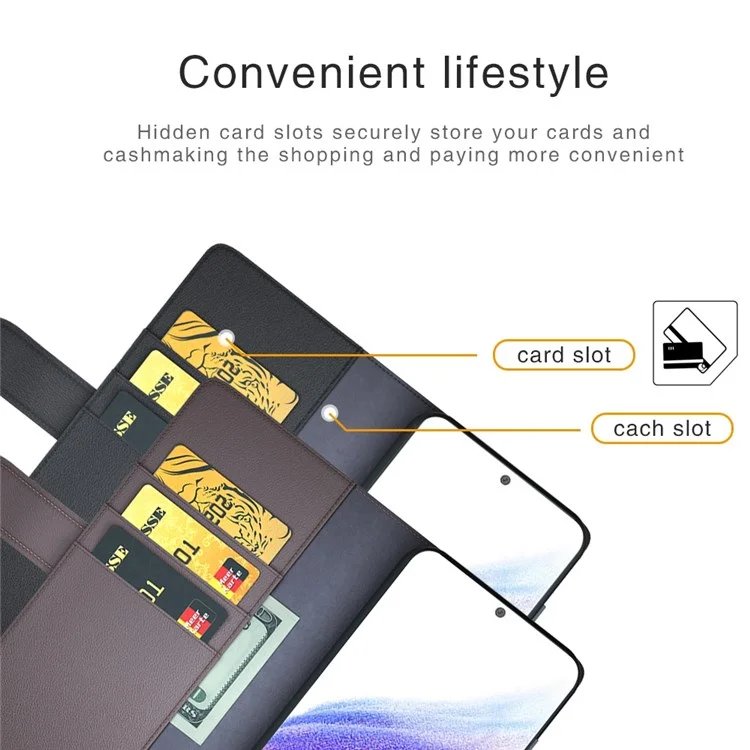 For Samsung Galaxy A53 5G Wallet Case Split Leather Genuine Leather Folio Flip Stand Shockproof Cover - Black-Cellmalls